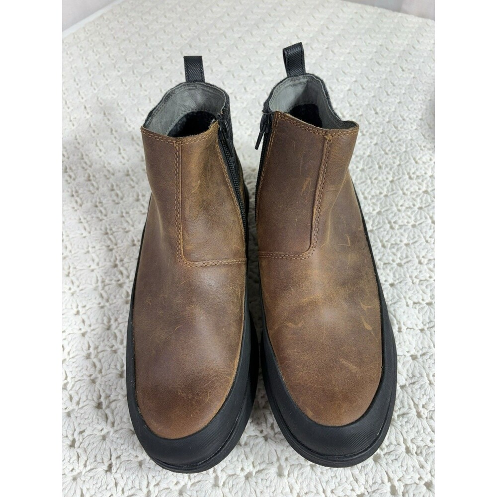 Bogs Freedom Boots Womens 10 Brown Black Leather Waterproof Chelsea Fleece Lined